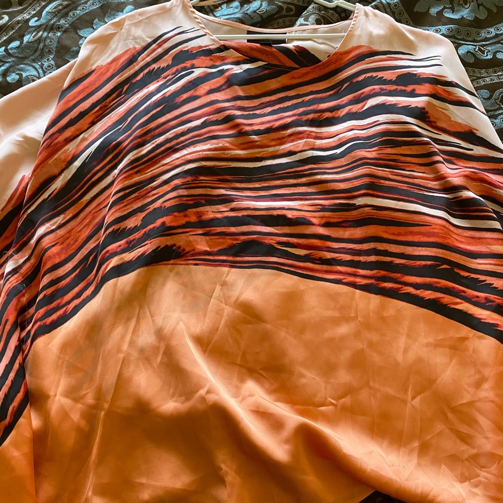 Pretty orange and black silky top